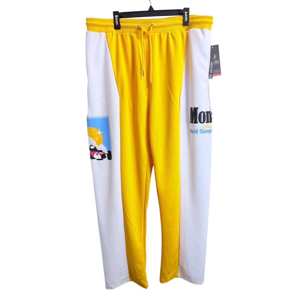 NEW Black Pike Monaco World Championship Racing Track Pants 4XL Yellow White